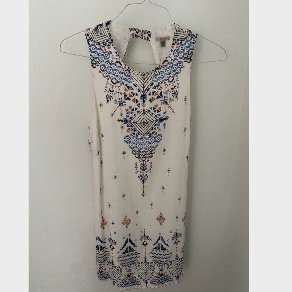 Ecote Aztec Print Dress Shift Small Open Back